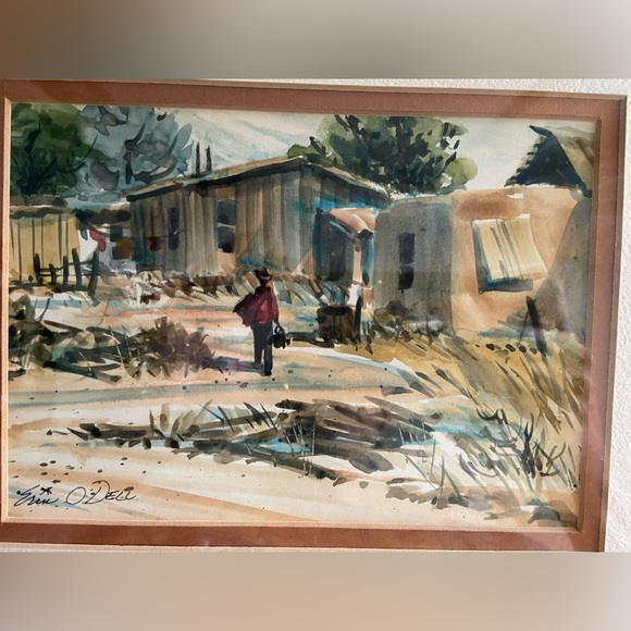 SHANTY TOWN by Erin O’Dell Watercolor Framed Original Art Artwork Arizona Artist - Picture 3 of 9